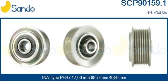 Sando SCP90159.1 - Pulley, alternator, freewheel clutch autospares.lv