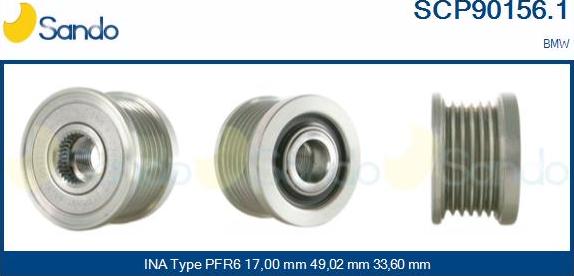 Sando SCP90156.1 - Pulley, alternator, freewheel clutch autospares.lv