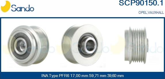 Sando SCP90150.1 - Pulley, alternator, freewheel clutch autospares.lv