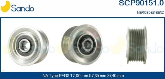 Sando SCP90151.0 - Pulley, alternator, freewheel clutch autospares.lv