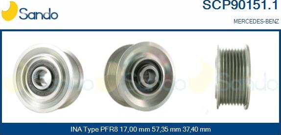 Sando SCP90151.1 - Pulley, alternator, freewheel clutch autospares.lv