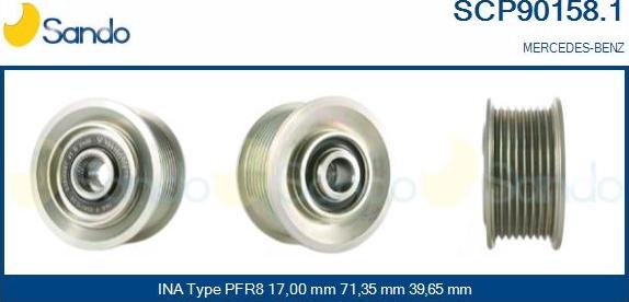 Sando SCP90158.1 - Pulley, alternator, freewheel clutch autospares.lv