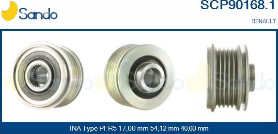 Sando SCP90168.1 - Pulley, alternator, freewheel clutch autospares.lv