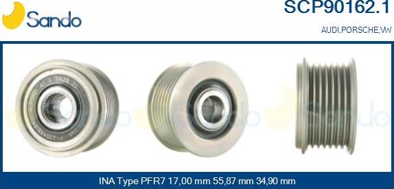 Sando SCP90162.1 - Pulley, alternator, freewheel clutch autospares.lv