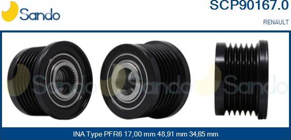 Sando SCP90167.0 - Pulley, alternator, freewheel clutch autospares.lv
