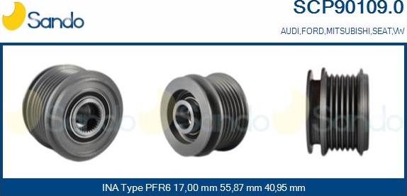 Sando SCP90109.0 - Pulley, alternator, freewheel clutch autospares.lv