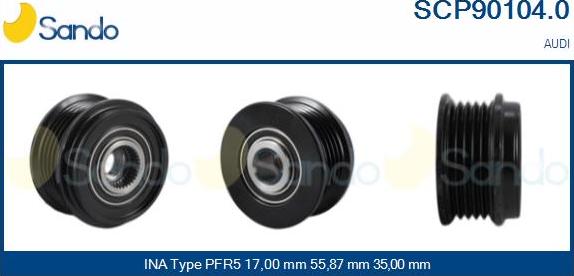 Sando SCP90104.0 - Pulley, alternator, freewheel clutch autospares.lv
