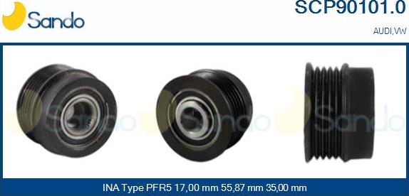 Sando SCP90101.0 - Pulley, alternator, freewheel clutch autospares.lv