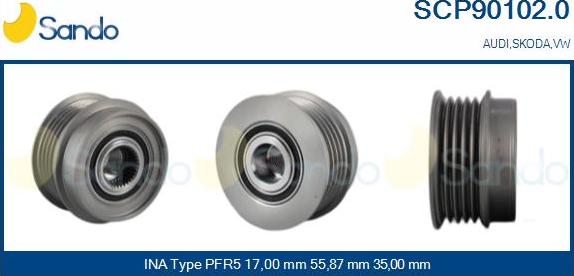 Sando SCP90102.0 - Pulley, alternator, freewheel clutch autospares.lv