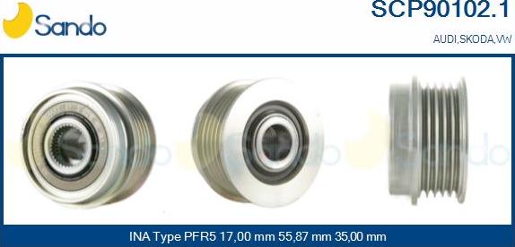 Sando SCP90102.1 - Pulley, alternator, freewheel clutch autospares.lv