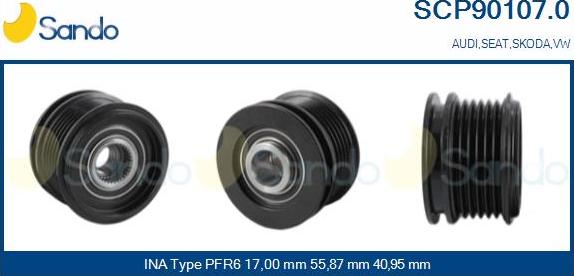 Sando SCP90107.0 - Pulley, alternator, freewheel clutch autospares.lv