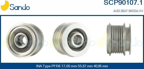 Sando SCP90107.1 - Pulley, alternator, freewheel clutch autospares.lv