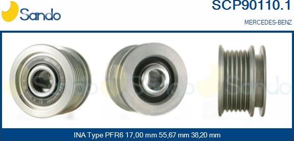 Sando SCP90110.1 - Pulley, alternator, freewheel clutch autospares.lv
