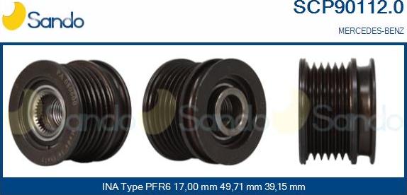 Sando SCP90112.0 - Pulley, alternator, freewheel clutch autospares.lv