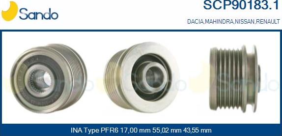 Sando SCP90183.1 - Pulley, alternator, freewheel clutch autospares.lv