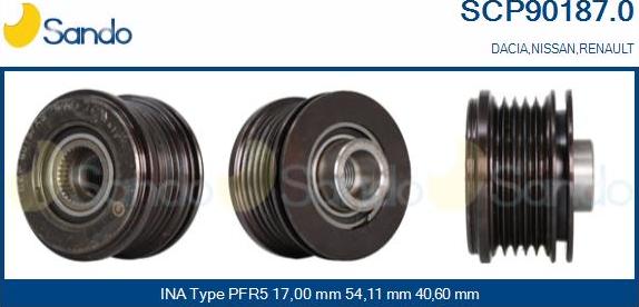 Sando SCP90187.0 - Pulley, alternator, freewheel clutch autospares.lv