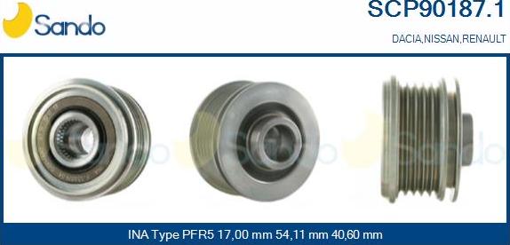 Sando SCP90187.1 - Pulley, alternator, freewheel clutch autospares.lv