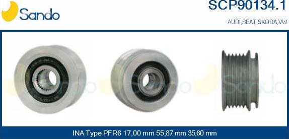 Sando SCP90134.1 - Pulley, alternator, freewheel clutch autospares.lv