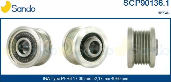 Sando SCP90136.1 - Pulley, alternator, freewheel clutch autospares.lv