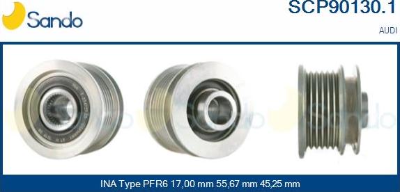 Sando SCP90130.1 - Pulley, alternator, freewheel clutch autospares.lv