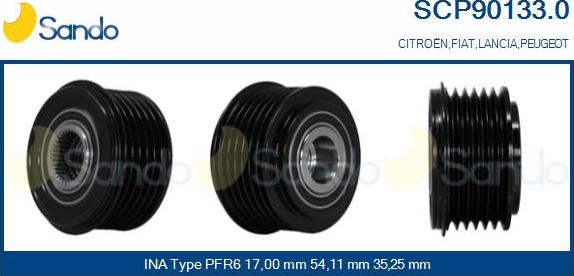Sando SCP90133.0 - Pulley, alternator, freewheel clutch autospares.lv