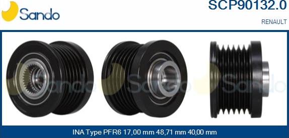 Sando SCP90132.0 - Pulley, alternator, freewheel clutch autospares.lv
