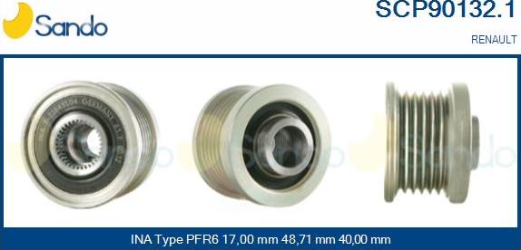 Sando SCP90132.1 - Pulley, alternator, freewheel clutch autospares.lv