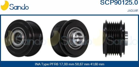 Sando SCP90125.0 - Pulley, alternator, freewheel clutch autospares.lv