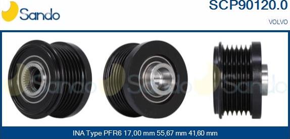 Sando SCP90120.0 - Pulley, alternator, freewheel clutch autospares.lv