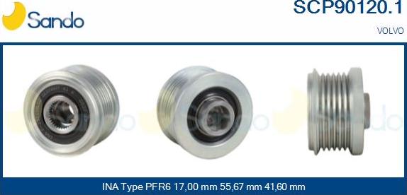 Sando SCP90120.1 - Pulley, alternator, freewheel clutch autospares.lv