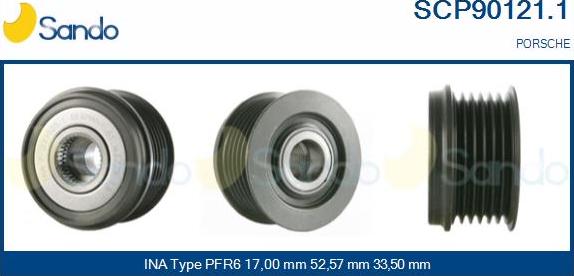 Sando SCP90121.1 - Pulley, alternator, freewheel clutch autospares.lv