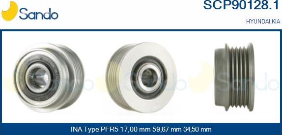 Sando SCP90128.1 - Pulley, alternator, freewheel clutch autospares.lv