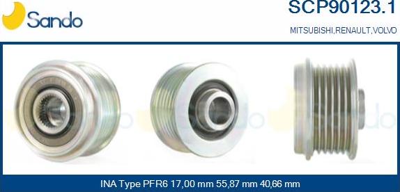 Sando SCP90123.1 - Pulley, alternator, freewheel clutch autospares.lv