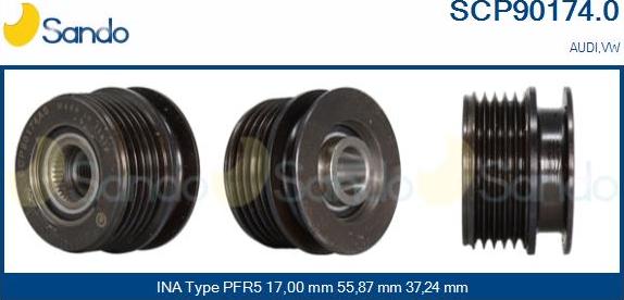 Sando SCP90174.0 - Pulley, alternator, freewheel clutch autospares.lv