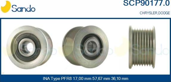 Sando SCP90177.0 - Pulley, alternator, freewheel clutch autospares.lv