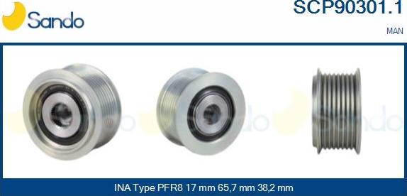 Sando SCP90301.1 - Pulley, alternator, freewheel clutch autospares.lv