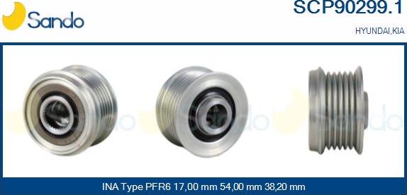 Sando SCP90299.1 - Pulley, alternator, freewheel clutch autospares.lv