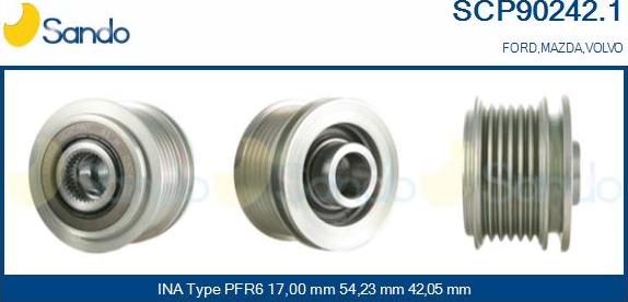 Sando SCP90242.1 - Pulley, alternator, freewheel clutch autospares.lv