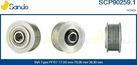 Sando SCP90259.1 - Pulley, alternator, freewheel clutch autospares.lv