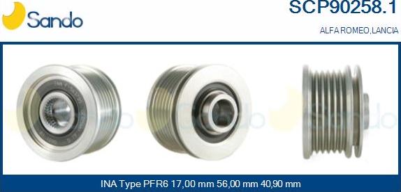 Sando SCP90258.1 - Pulley, alternator, freewheel clutch autospares.lv