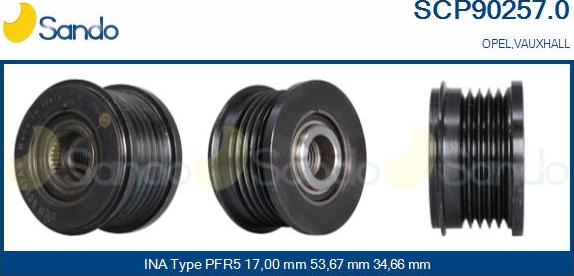 Sando SCP90257.0 - Pulley, alternator, freewheel clutch autospares.lv