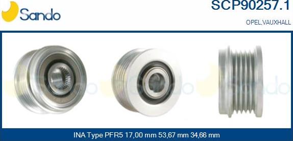 Sando SCP90257.1 - Pulley, alternator, freewheel clutch autospares.lv