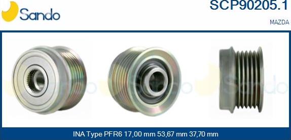 Sando SCP90205.1 - Pulley, alternator, freewheel clutch autospares.lv