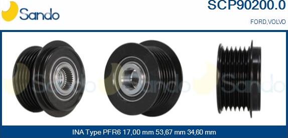 Sando SCP90200.0 - Pulley, alternator, freewheel clutch autospares.lv
