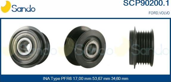Sando SCP90200.1 - Pulley, alternator, freewheel clutch autospares.lv