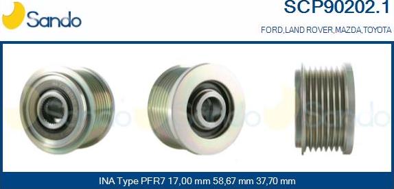 Sando SCP90202.1 - Pulley, alternator, freewheel clutch autospares.lv