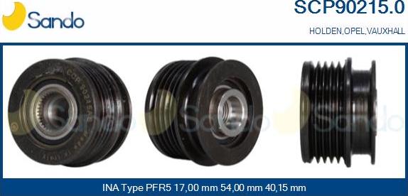 Sando SCP90215.0 - Pulley, alternator, freewheel clutch autospares.lv