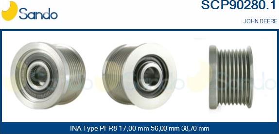 Sando SCP90280.1 - Pulley, alternator, freewheel clutch autospares.lv