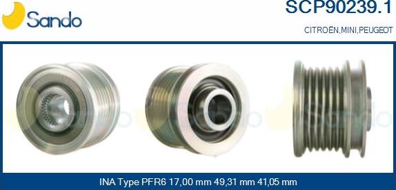 Sando SCP90239.1 - Pulley, alternator, freewheel clutch autospares.lv