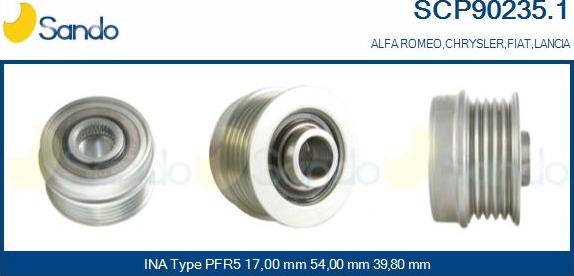 Sando SCP90235.1 - Pulley, alternator, freewheel clutch autospares.lv